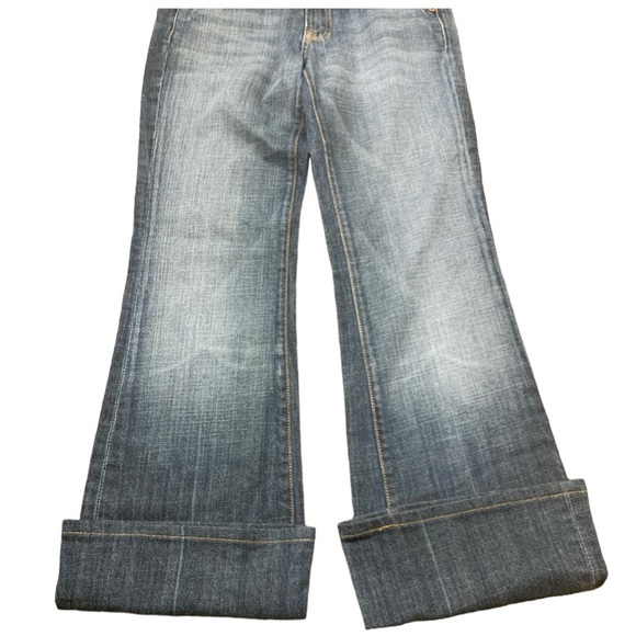 7 FOR ALL MANKIND The Stretch Flare Wide Leg Jeans With Pockets Blue Size 27 - Picture 7 of 12